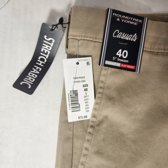 NWT Men's Roundtree & Yorke Casuals 5"  Straight Fit Flat Front Shorts - Picture 2 of 6